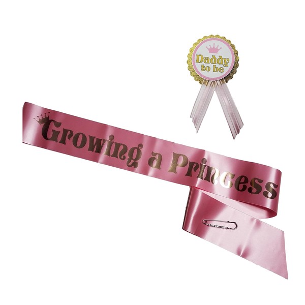 Growing a Princess Baby Shower Sash for Mom to Be to wear at Baby Shower or Baby Sprinkle It's a Girl comes with a Rhinestone Pin