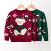LittleSpring Toddler Girls Christmas Sweater Crewneck Ugly Xmas Bear Pullover