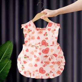 Girls' Summer Sleeveless Thin Waterproof Baby Apron - Korean Floral Style Size 110 (Recommended 3-4 Years Old)/Xd Floral Apron-Green Flower 3ea