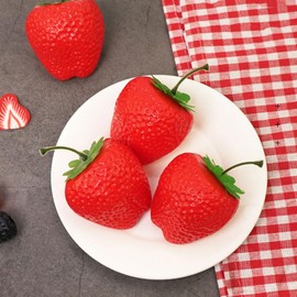 OUNONA Strawberry, Strawberry Sample, Large Food Sample, Similar to Fruits Model, Fruit Model, Realistic 6 Pieces, Display, Pretend Play, Figurine, Interior, Food Toy, Display, Promotion, Goods,