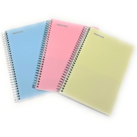 Mintra Office Durable Spiral Notebook - 2 Subject (Junior Size 3pk (6.5in x 9.5in), Arctic Ice, Sun Yellow, Spring Pink)