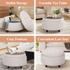 COLAMY Fabric Round Storage Ottoman with Reversible Tray Lid –