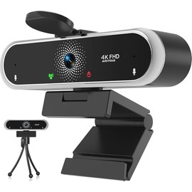 NIVEOLI Cámara Web 4K con micrófono y Cubierta de privacidad para PC/portátil, cámara USB Plug & Play con corrección automática de luz para videollamadas, transmisión en Vivo de Juegos y reuniones en