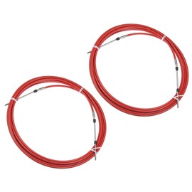 Motoforti Universal Marine Boat Throttle Shift Control Cable, 9M/30FT, Stainless Steel Rubber, Red, 2 Pc