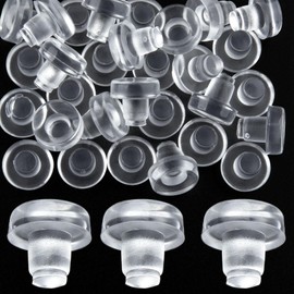 SmallCat 30 PCS Cabinet Door Bumper with Stem, Clear Glass Table Top Anti Slip Pads for 1/4 inch Hole, Rubber Grippers for Table, Furniture, Cabinet
