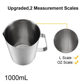 uxcell Measuring Cup 2000ml 64OZ, 2 Measuring Scales, Including ML Scale, Ounce Scale, 304 Stainless Steel Graduated Beaker with Handle for Lab Kitchen liquids