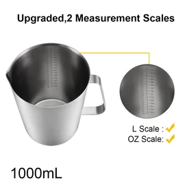 uxcell Measuring Cup 2000ml 64OZ, 2 Measuring Scales, Including ML Scale, Ounce Scale, 304 Stainless Steel Graduated Beaker with Handle for Lab Kitchen liquids