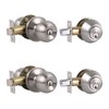 Probrico 2 Sets-Ball Style Entry Door Knobs with Double Cylinder Deadbolts Combo Pack, Keyed Alike Door Levers Exterior and Interior Lockset Leverset, Handleset for Front and Entrance Door