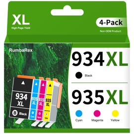934 and 935 Ink Cartridges Combo Pack High-Yield Replacement for HP 934XL 935XL 934 935 XL Ink Cartridges for Officejet 6220 6812 6815 6820 Officejet Pro 6230 6830 6835 Printer Ink 4-Pack (BK/C/M/Y)