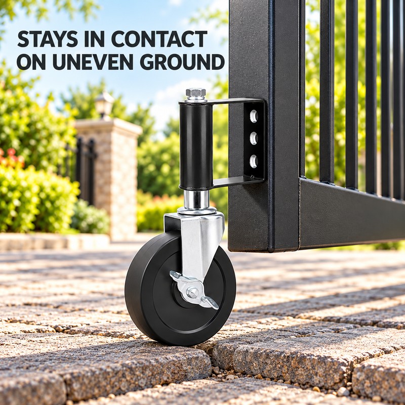 4-Inch Spring-Loaded Swing Gate Caster Wheel with Rubber Tire and