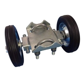 ROLLING GATE 6" WHEEL CARRIER: for Chain Link Fence Rolling/Sliding Gates - Gate Wheel Rut Runner - 2 Rubber Wheels (axle is 7" from Wheel to Wheel)