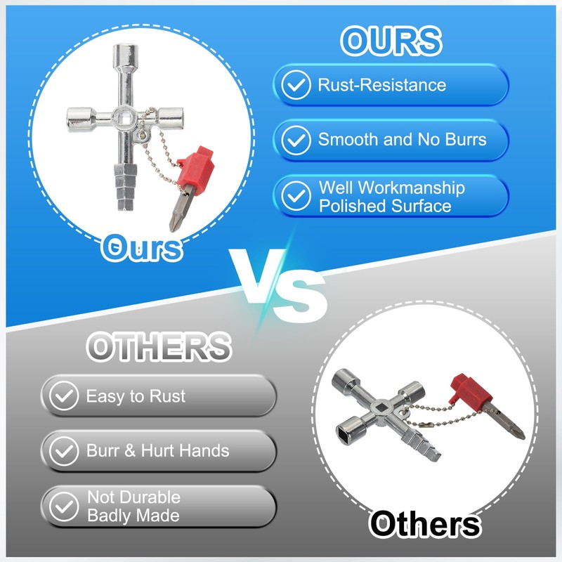 PATIKIL 4-Way Multi-Functional Utility Key, 2 Pack Universal Cross Key