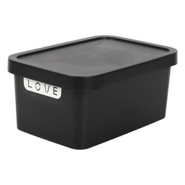 Jolie Max Plastic Storage Box with Lid, Stackable & Space-Saving 7.5L, Solid Matte Colour, Decorative Design, Durable Organizer for Home, Office, Bedroom, Kitchen – 31.5 x 21.5 x 14.5 cm (BLACK)