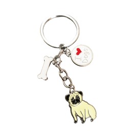 bbeart® Dog Keyring Keyring Small Dog Metal with Keyring Key Tags Car Keyring Pocket Charm Pug -A