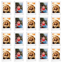JUOIFIP 20 Pack Acrylic Polaroid Refrigerator Magnet Picture Frames, Clear Mini Frames for Instant Photos, 2.36 x 3.54 Inch Magnetic Instax Frame for Refrigerator Display