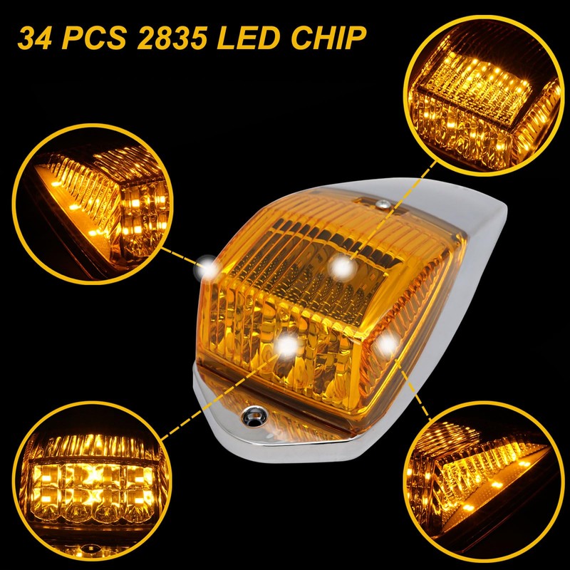 DUNTUO 34LED Amber Cab Marker Light 5pcs Top Roof Running