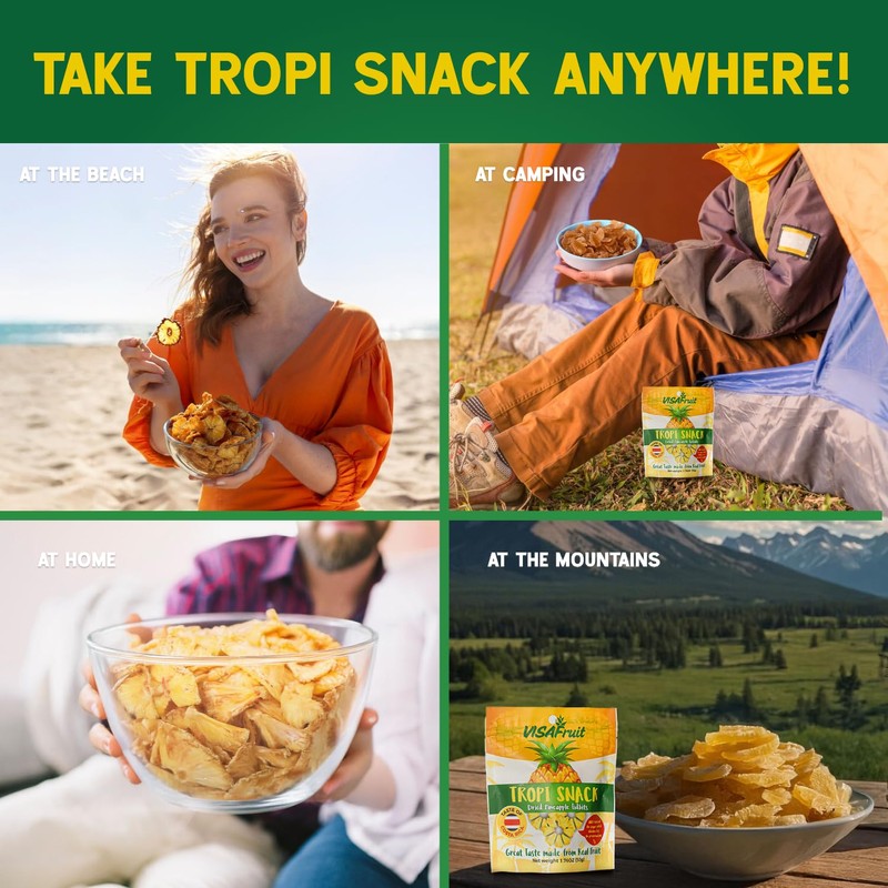 TropiSnack Simply Natural Dried Pineapple Tidbits No Added Sugar Gluten