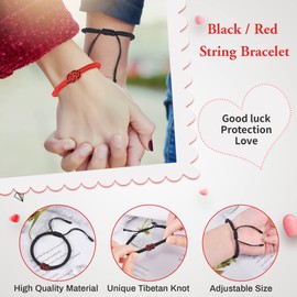 YELUWA 2 Pcs Red String of Fate Bracelet Red String Knot Bracelet Couple Bracelet Gift for Women Men Him Her Friend Boyfriend Girlfriend Lucky Protection Adjustable Long Distance Relationship Bracelet