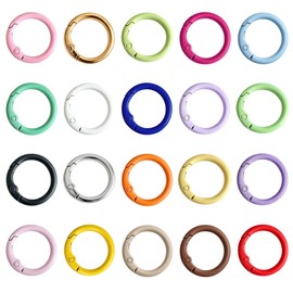 Hordolry 60Pcs Colourful Carabiner Clip Kit, Metal Key Ring Clip Circle Keychain Rings Round Carabiner Spring O Ring Snap Hook Key Chain Clips for DIY Keychain Bag Charm Handbag Purse