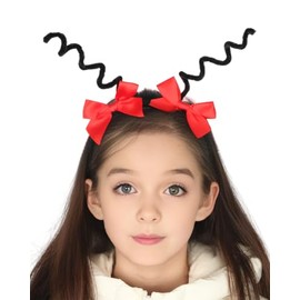 Topcosplay Unisex Christmas Reindeer Antlers Headband Deer Antlers Headband for Xmas Party Costume Accessory (Black Antenna)