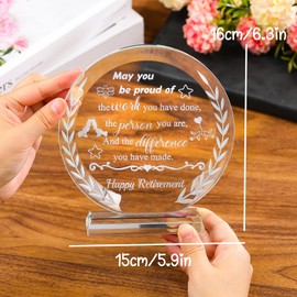 Ornalrist Crystal Retirement Gifts for Women Men, Unique Engraved Glass Retirement Keepsakes, Happy Retirement Gifts for Colleagues Teacher Friend Coworkers