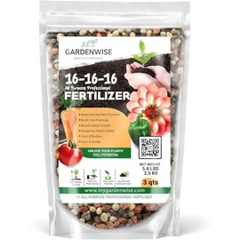 GARDENWISE 16-16-16 All Purpose Professional Fertilizer - Lawn & Flower & Tree & Shrub & Vegetable Garden Fertilizer (3 QUARTS)