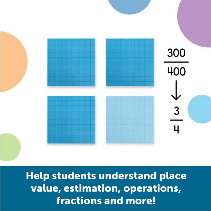 Learning Resources Plastic Base Ten Flats, 10 Piece