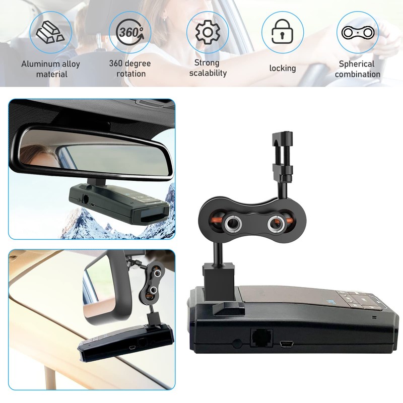 SDSACZMU Radar Detector Mount,Aluminum Rearview Mirror Rod Radar Bracket,for Escort