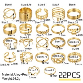 22 Pieces Gold Rings For Women,Gold Rings,Rings Gold,Rings Women Set,Gold Ring,Gold Ring Set,Rings Women Gold,Gold Stacking Rings,Tarnish Free Gold Rings,Gold Ring For Women,Suitable For Women,Girls