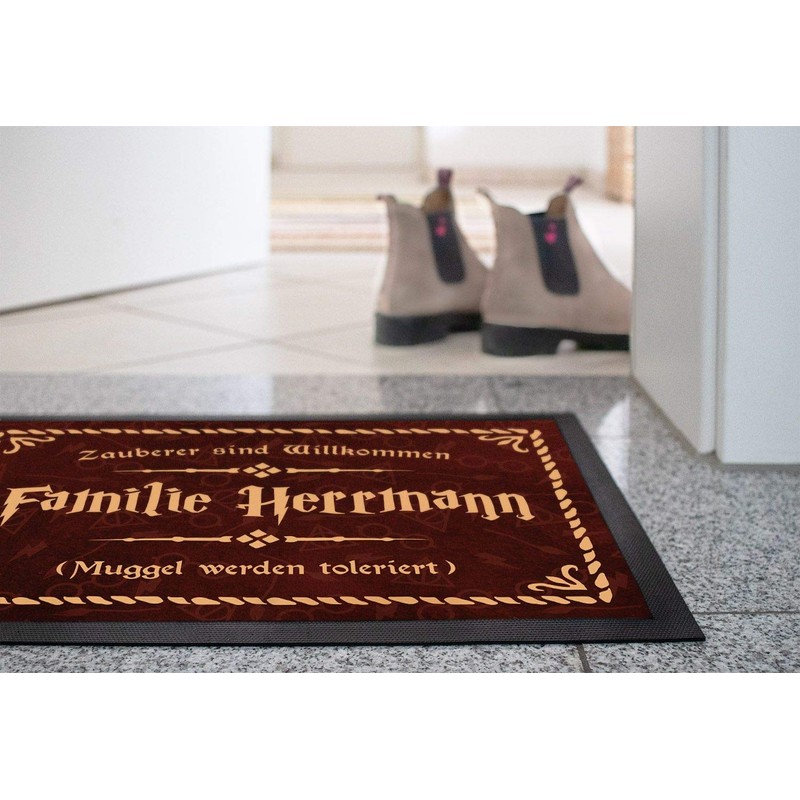 SpecialMe® Doormat with Name Family Saying Wizards Are Welcome Muggle