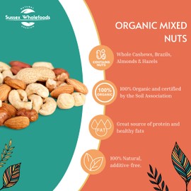 Sussex Wholefoods Organic Mixed Nuts 250g: Premium Blend for Snacking & Cooking Delights