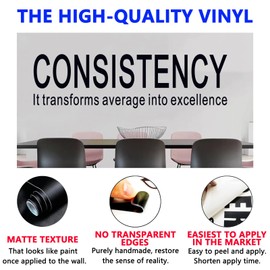SEATUNE Office Inspirational Quotes Wall Stickers - Teamwork Positive Motivational Wall Decals - Workplace Home Vinyl Art Wall Decor - Consistency It Transforms Average into Excellence 25"X7"