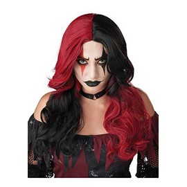 California Costumes Psycho Jester Wig for Women Standard Red, Black