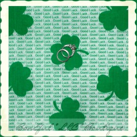 Signature BonEful Fabric FQ Cotton Quilt VTG Green White Shamrock Clover Irish Shamrock US