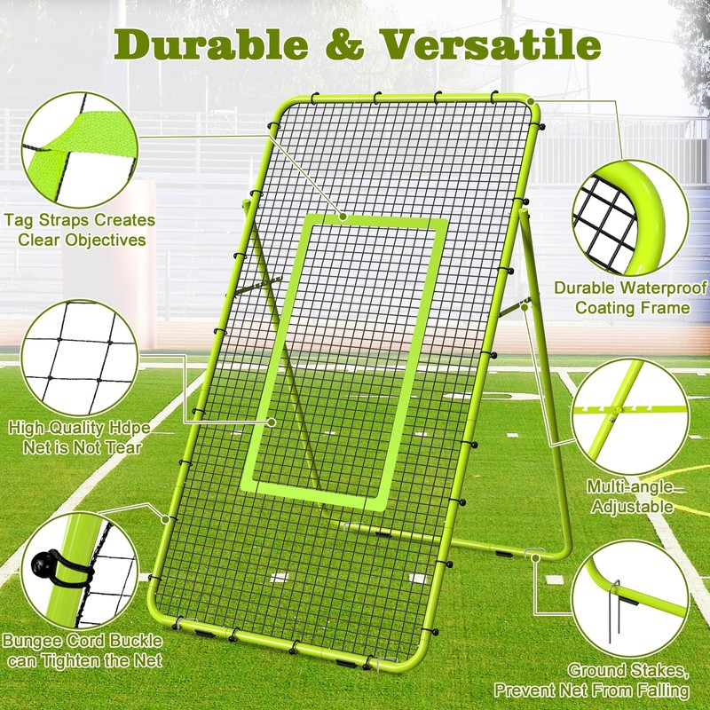 Nandae Adjustable Volleyball Rebounder Net 7x4 FT, Steel Frame &