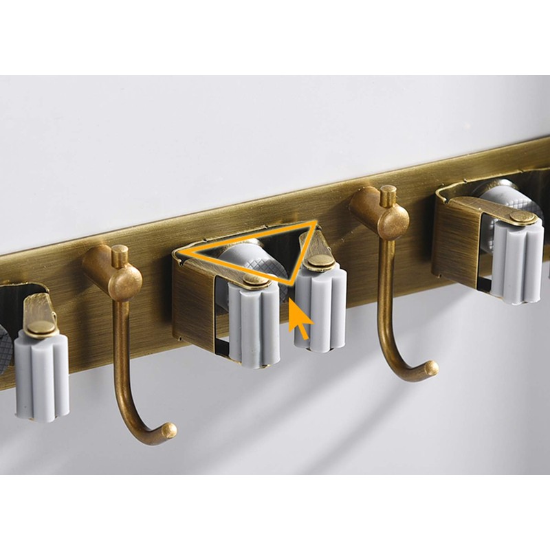 Fiunkes Mop Broom Holder Wall Mount Garden Tool Organizer, Brass