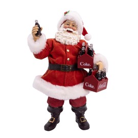 Kurt Adler 10.5-inch Coca-Cola Santa Holding Two Six Packs Table Piece