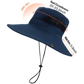 Sombrero de sol para hombre al aire última intervensión UPF50+ malla de ala ancha, gorra de safari, plegable, impermeable, sombreros de pesca, marino, Talla única