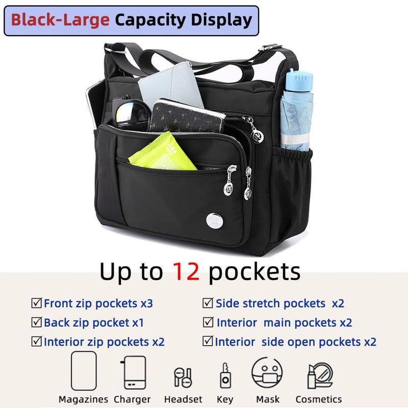 MINTEGRA Women Shoulder Handbag Roomy Multiple Pockets Bag Ladies Crossbody