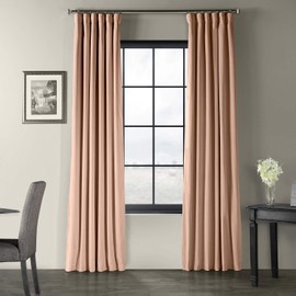 HPD Half Price Drapes VPCH-180409-108 Signature Blackout Velvet Curtain (1 Panel), 50 X 108, Rosey Dawn