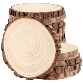 FUNSUEI 12 PCS 6-7 Inches Unfinished Natural Wood Slices, Natural Wood Coasters with Bark, Wooden Circles for DIY Arts and Crafts, Christmas Ornaments, Rustic Wedding Christmas Ornaments