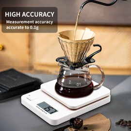 Coffee Scale Food Scale Mini Size 3kg/0.1g High Precision with LCD Display Digital Pocket Gram Scale Grams for Coffee, Kitchen, Food, Jewelry (Batteries Included)(White)