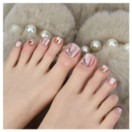 ドミ屋 ネイルチップ 足用 24枚入 フットネイルチップ フットネイル 足用ネイルチップ 夏 付け爪 結婚式 成人式 可愛い 人気 シンプル 繰り返し使える(F-092)