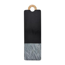 Mud Pie Black Wood Marble Board; 8" x 26"