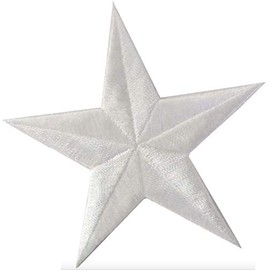 ETDesign #E02197 Embroidery Iron On Star Applique Patch - 3" by 3" (White)