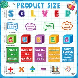 Pasimy 41 Pcs Math Bulletin Board Classroom Decorations Cubes Symbol Math Keywords Paper Cutouts Poster Problem Solving Bulletin Board Decor for Classroom Elementary Teacher Supply