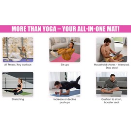 Modyst No Roll Folding Yoga Mat, TPE Folding Yoga Mat, Foldable Exercise Mat for Yoga, Pilates, Floor Workouts, Compact Design, Travel Friendly, Ideal for Home, Studio & Gym (Pink)