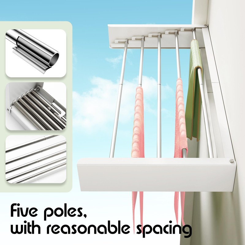 BOQORAD Clothes Drying Rack Wall Mounted 32“,Drying Rack Clothing Wall
