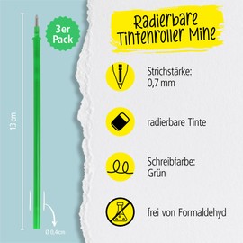 Online 3 x Erasable Refills Compatible with Legami Gel Pens MagiXX L I Green 0.7 mm Line Width I Replacement Refill for Gel Pens Erasable I Refills for Gel Roller with Erasable Ink