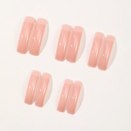 BABALAL Curved Press on Nails Extra Curve Square Fake Nails Long Curved Glue on Full Cover Nude False Nails for Women Nail Reusable Handmade Stick on Nails 20PCS Custom DIY